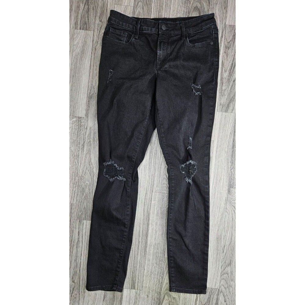 Old Navy Size 4 Distressed Mid Rise Pop Icon Black Grey Denim Jeans